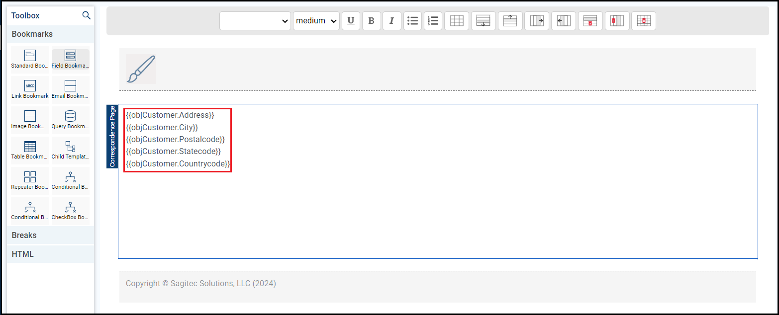 Similarly, you can add the other bookmarks in the Correspondence file
